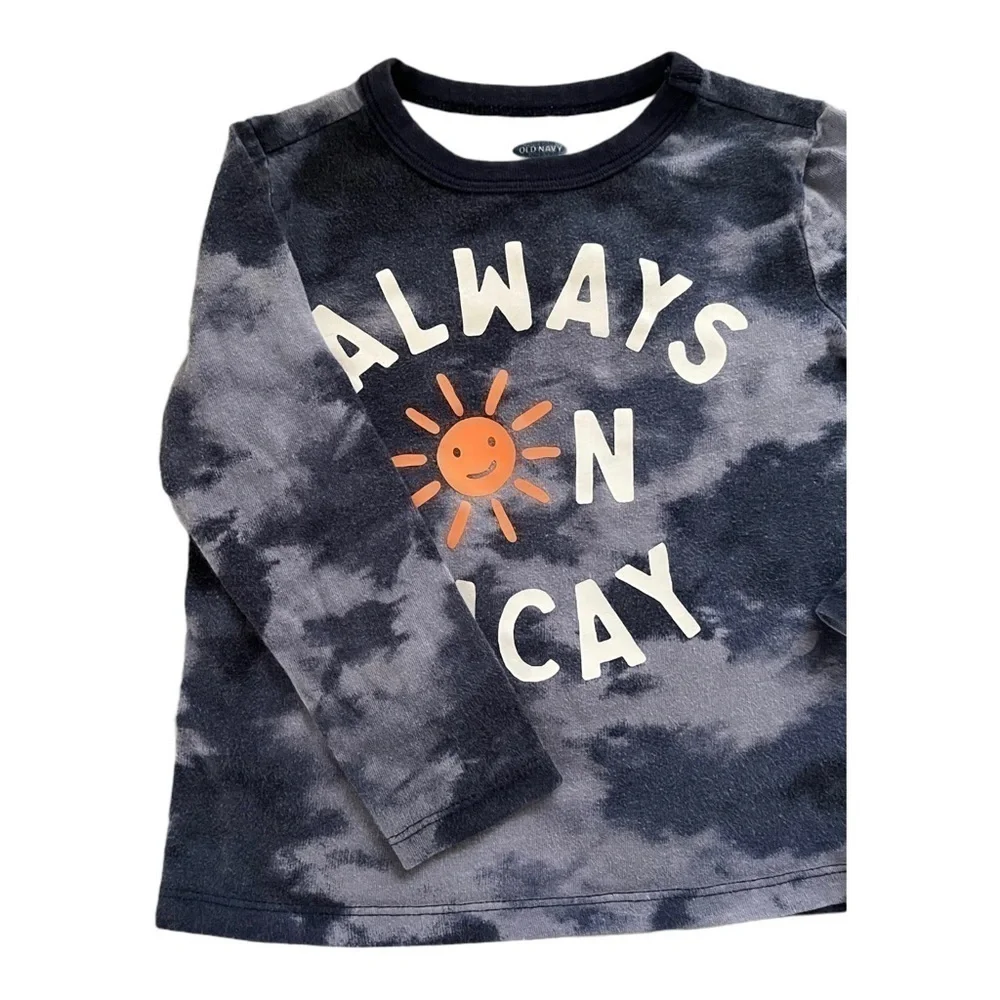 OLD Navy casual blue watercolor graphic design shirt/pullover long sleeves Boy3T